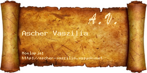 Ascher Vaszilia névjegykártya